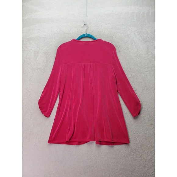 Kasper Cardigan Sweater Womens Size Medium Pink Long Roll Tab Sleeve Open Front - Picture 2 of 7